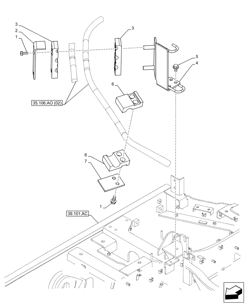 Схема запчастей Case CX130D - (35.106.AO[03]) - VARIABLE DELIVERY HYDRAULIC PUMP, PRESSURE PIPE, BRACKET (35) - HYDRAULIC SYSTEMS