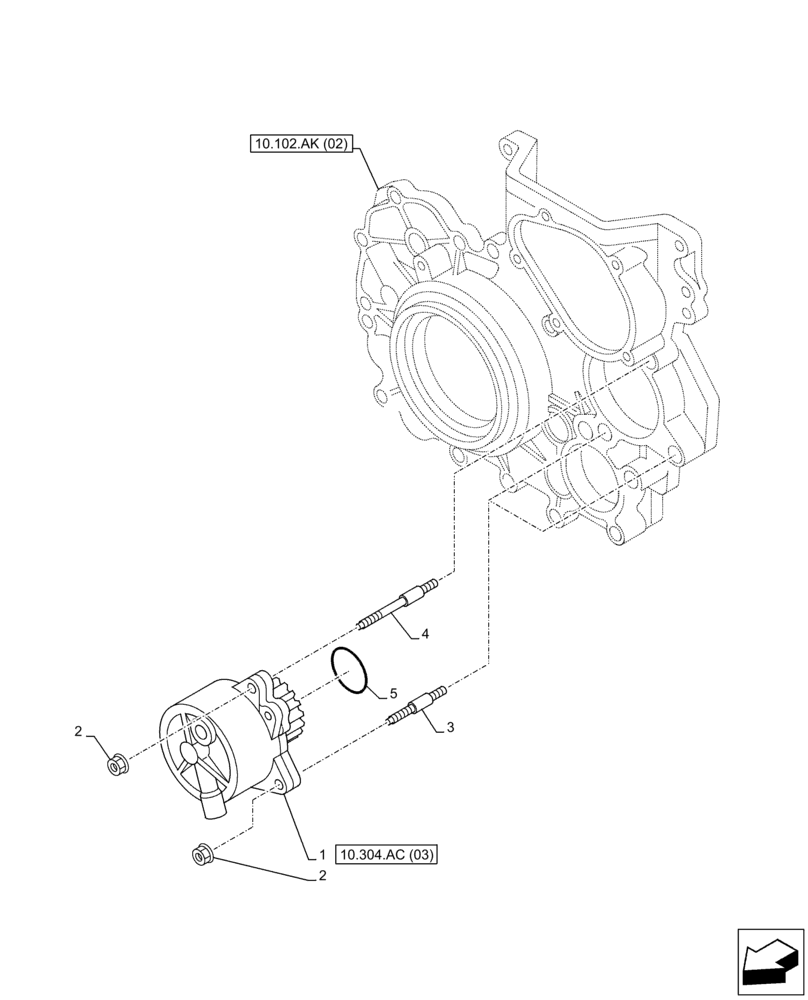 Схема запчастей Case AR-4JJ1XASS01-02 - (10.304.AC[02]) - ENGINE, OIL PUMP, MOUNTING (10) - ENGINE
