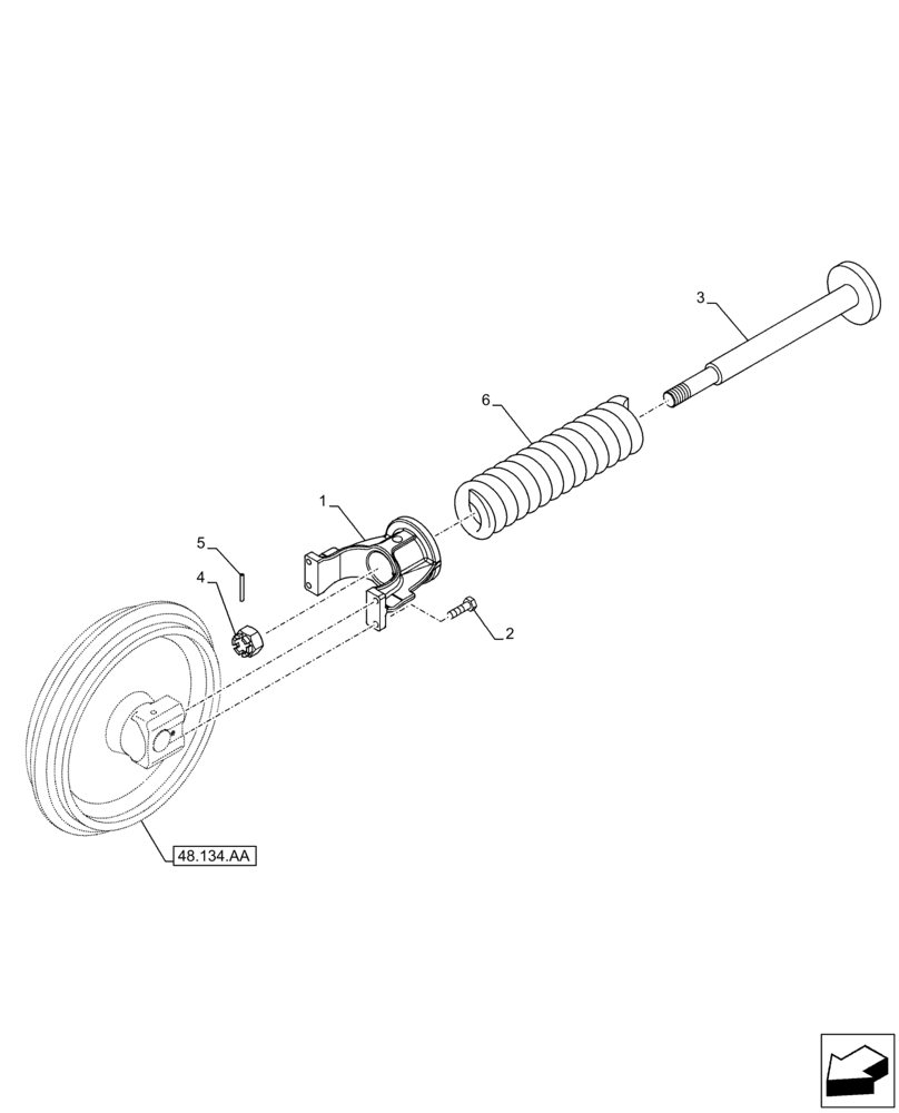 Схема запчастей Case CX160D LC - (48.134.AE) - TENSION SPRING (48) - TRACKS & TRACK SUSPENSION