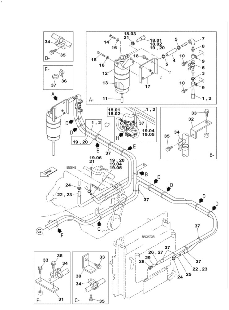 Схема запчастей Case CX800B - (03-09) - FUEL LINE (03) - FUEL SYSTEM