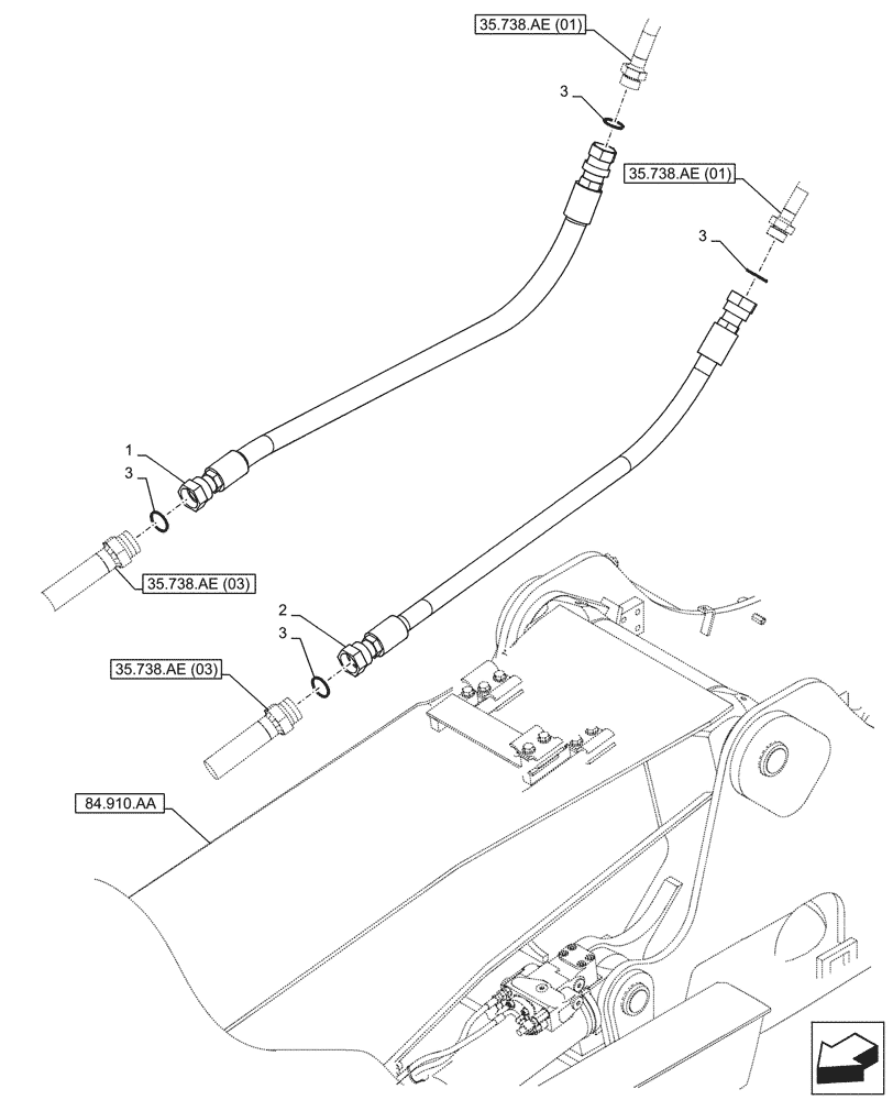 Схема запчастей Case CX130D LC - (35.738.AE[02]) - BUCKET CYLINDER, LINES (35) - HYDRAULIC SYSTEMS