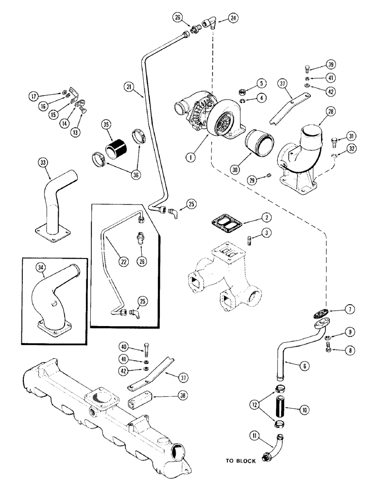 Схема запчастей Case 980 - (010) - TURBO-CHARGER, (504BDT) DIESEL ENGINE (01) - ENGINE