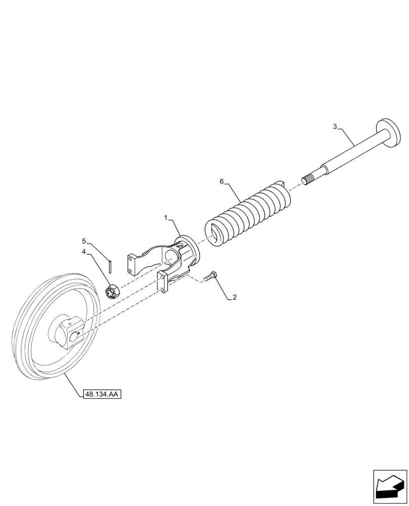 Схема запчастей Case CX130D LC - (48.134.AE) - TENSION SPRING (48) - TRACKS & TRACK SUSPENSION