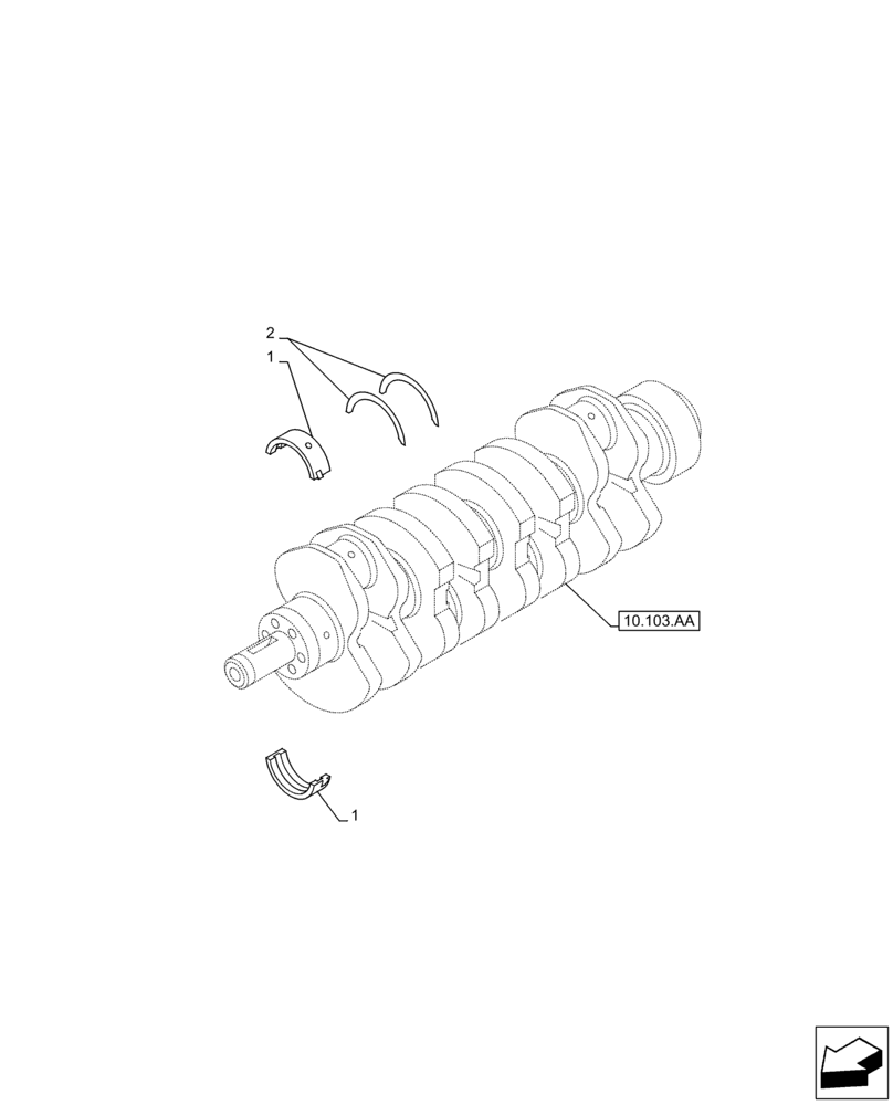 Схема запчастей Case AR-4JJ1XASS01-02 - (10.103.AB) - CRANKSHAFT, SET OF STD MAIN BRGS (10) - ENGINE