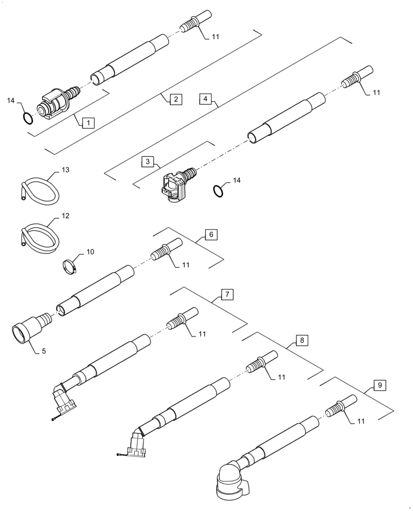 Схема запчастей Case SR240 - (10.500.AD[06]) - DEF/ADBLUE COOLANT LINE SERVICE PARTS T4B (10) - ENGINE