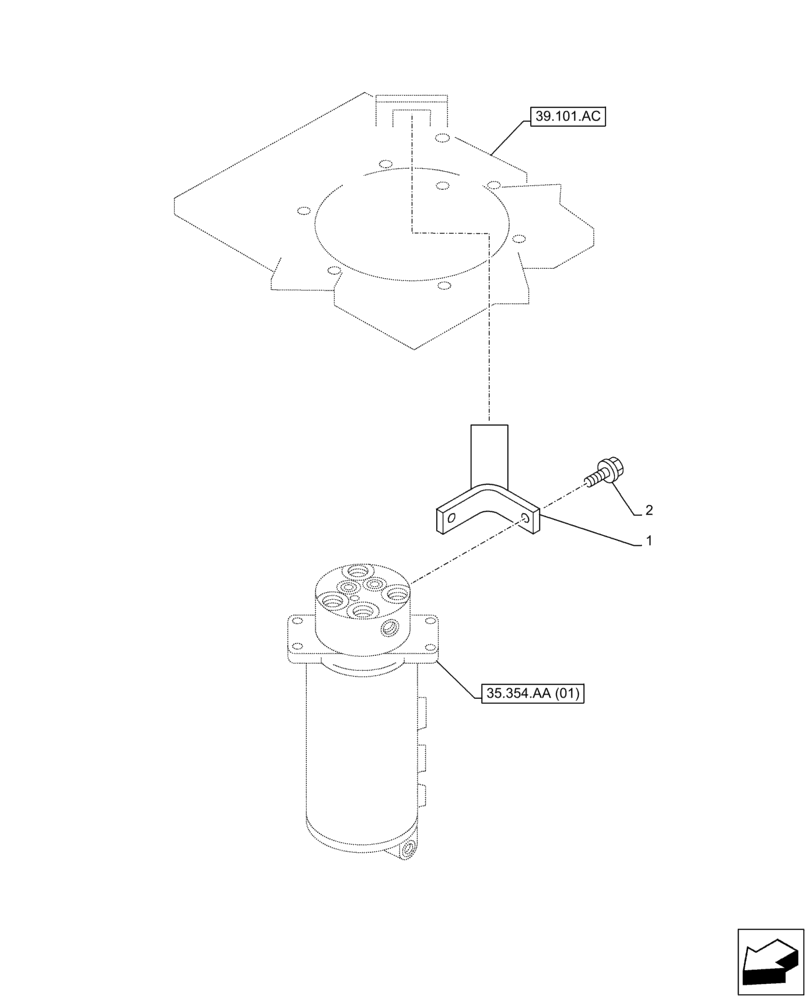 Схема запчастей Case CX130D - (35.354.AC) - HYDRAULIC SWIVEL, STOP (35) - HYDRAULIC SYSTEMS