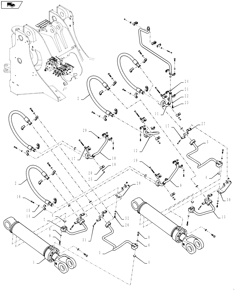 Схема запчастей Case 1121F - (35.160.01[01]) - LIFT CYLINDER INSTALLATION, Z-BAR AND XR (35) - HYDRAULIC SYSTEMS