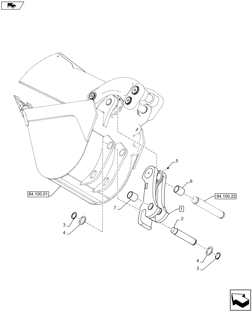 Схема запчастей Case 590SN - (84.100.2106) - BACKHOE BUCKET, MECH. COUPLER, EXTENDABLE DIPPER (84) - BOOMS, DIPPERS & BUCKETS