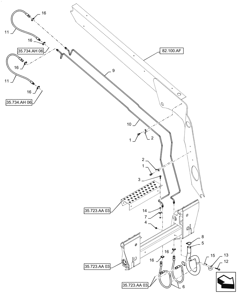 Схема запчастей Case TR320 - (35.734.AH[05]) - HYDRAULIC COUPLER, ARM PLUMBING (SR250,TR320) (35) - HYDRAULIC SYSTEMS