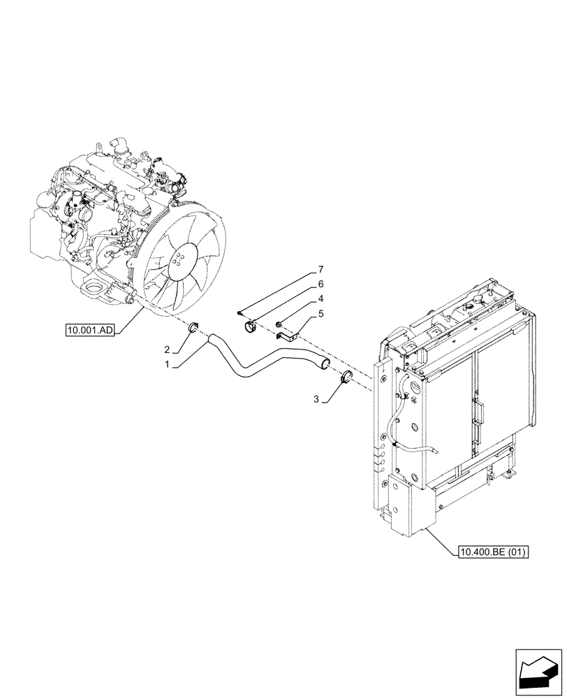 Схема запчастей Case CX130D - (10.400.AP) - RADIATOR HOSE (10) - ENGINE