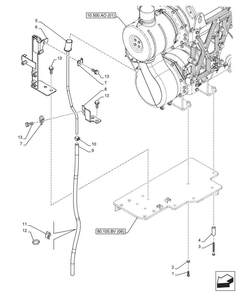 Схема запчастей Case CX130D LC - (10.254.AD[02]) - EXHAUST SYSTEM, EXHAUST PIPE (10) - ENGINE