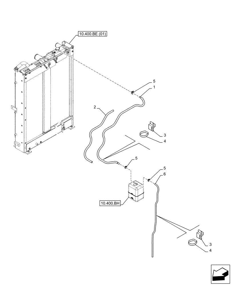 Схема запчастей Case CX130D - (10.400.AK) - EXPANSION TANK, HOSE (10) - ENGINE