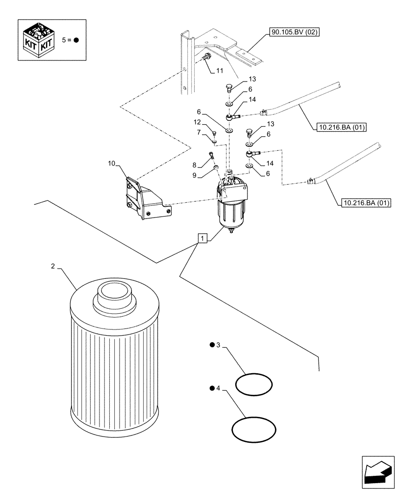 Схема запчастей Case CX130D LC - (10.206.AO) - FUEL FILTER (10) - ENGINE