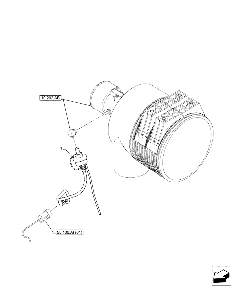 Схема запчастей Case CX130D - (55.014.AC) - AIR CLEANER, VACUUM GAUGE (55) - ELECTRICAL SYSTEMS