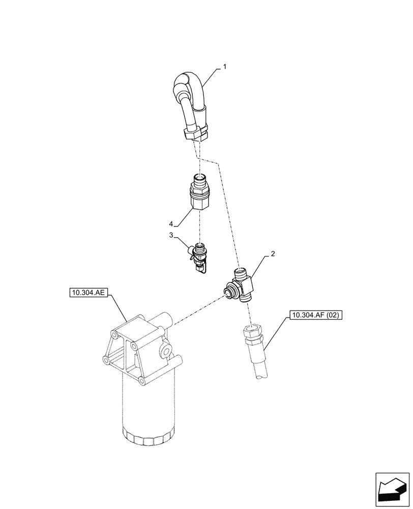 Схема запчастей Case CX130D - (10.304.AF[03]) - VAR - 488034 - ENGINE OIL FILTER, DRAIN LINE (10) - ENGINE
