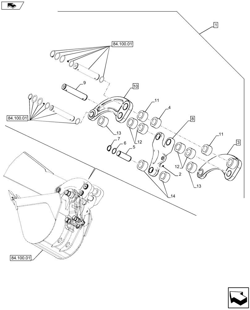 Схема запчастей Case 580SN WT - (88.084.01[03A]) - DIA KIT, MECHANICAL COUPLER UPGRADE FOR STANDARD DIPPER - D7361 (88) - ACCESSORIES