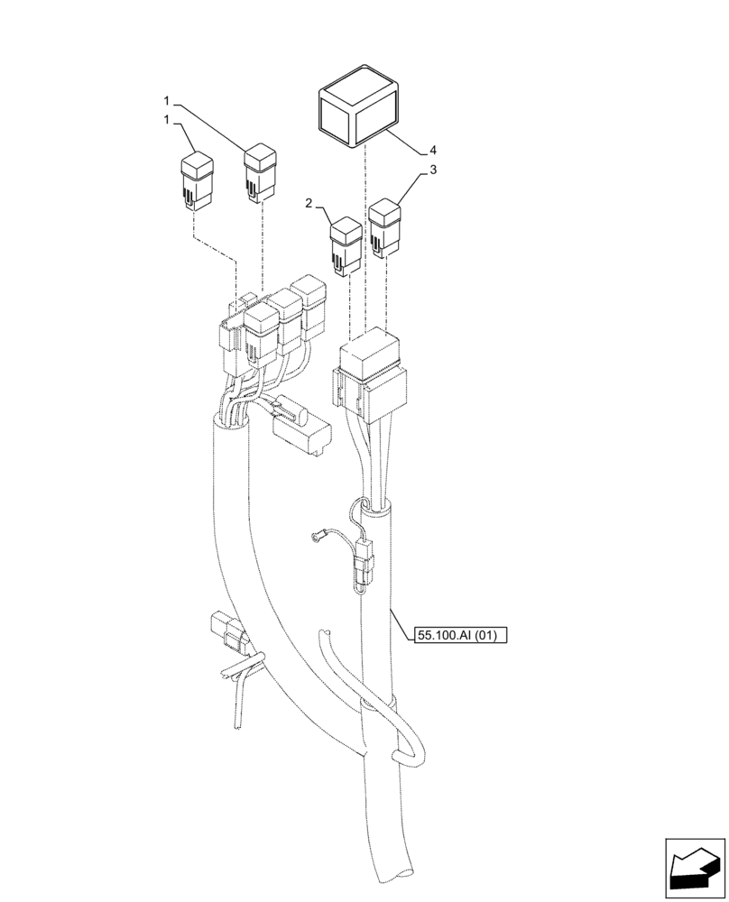 Схема запчастей Case CX210D LC LR - (55.100.DO[02]) - RELAY, FUSE BOX (55) - ELECTRICAL SYSTEMS