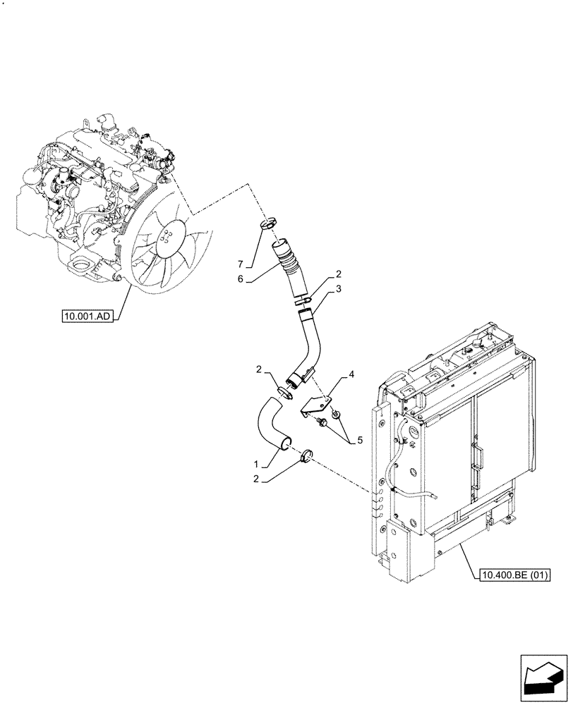 Схема запчастей Case CX160D LC - (10.310.AD) - AFTERCOOLER LINE, ENGINE (10) - ENGINE