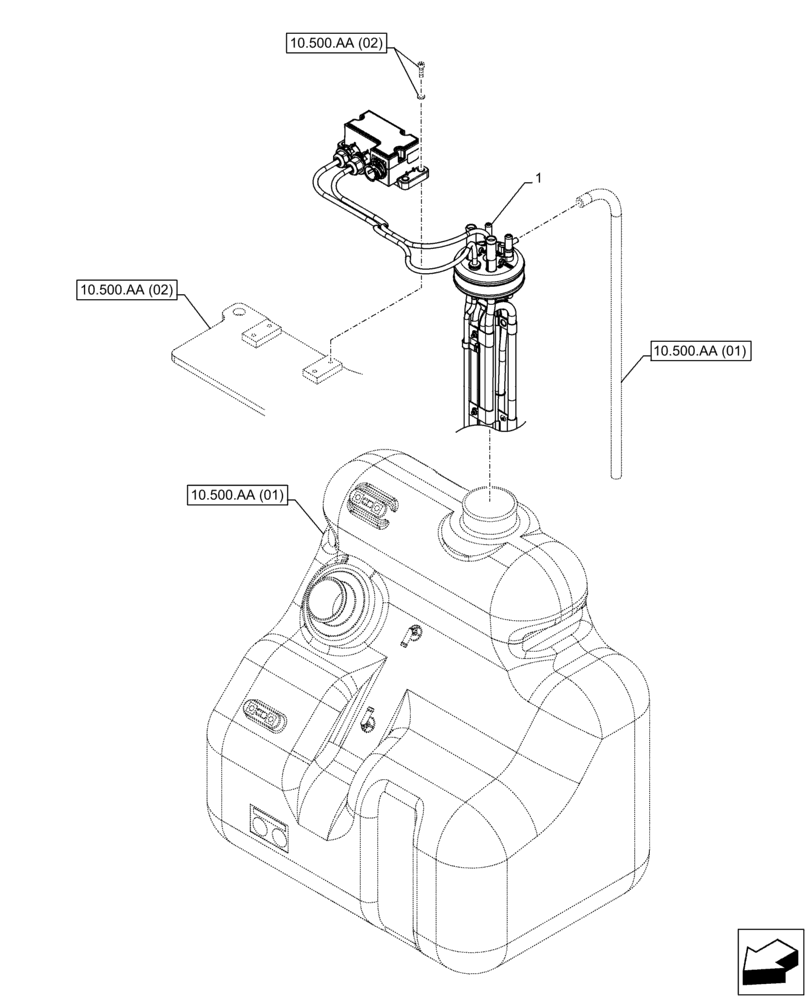 Схема запчастей Case CX130D LC - (55.988.AN) - DEF/ADBLUE™ TANK, LEVEL, SENSOR (55) - ELECTRICAL SYSTEMS