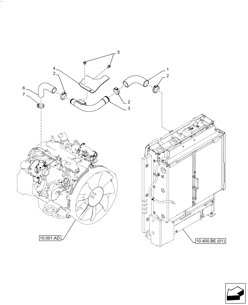 Схема запчастей Case CX160D LC - (10.310.AB) - AFTERCOOLER LINE, ENGINE, OUTLET (10) - ENGINE