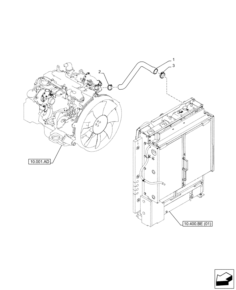 Схема запчастей Case CX160D LC - (10.400.AQ) - RADIATOR, WATER PUMP, HOSE (10) - ENGINE