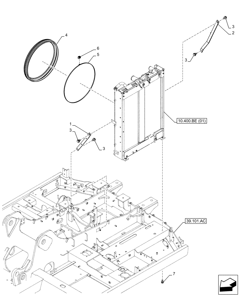 Схема запчастей Case CX130D LC - (10.400.BF[01]) - RADIATOR FAN SHROUD (10) - ENGINE