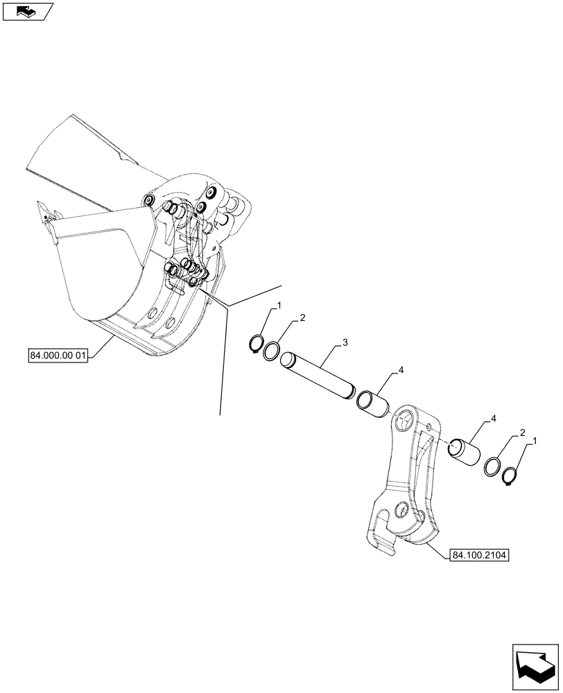 Схема запчастей Case 590SN - (84.100.2204) - VAR - X20039X - BACKHOE BUCKET, COUPLING, MECHANICAL (84) - BOOMS, DIPPERS & BUCKETS