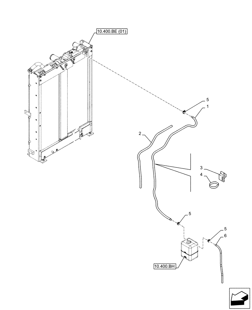 Схема запчастей Case CX160D LC - (10.400.AK) - EXPANSION TANK, HOSE (10) - ENGINE