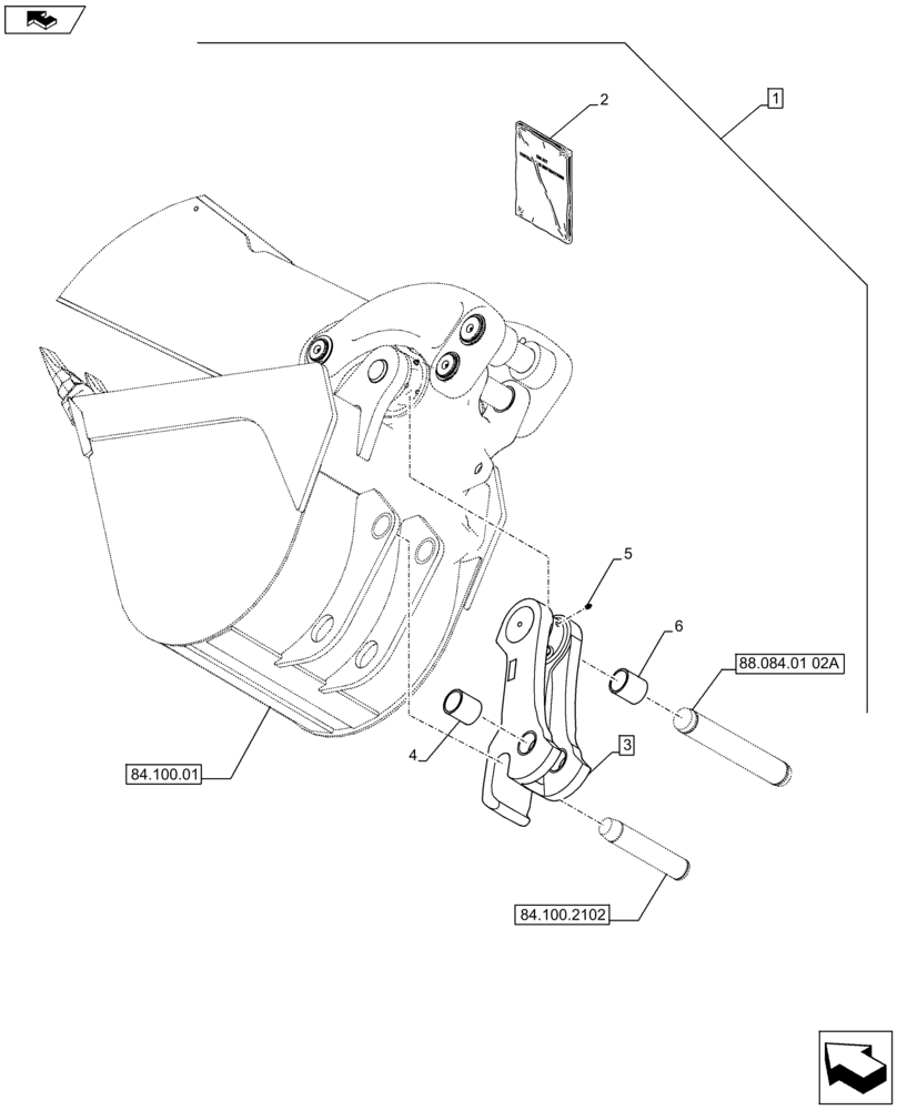 Схема запчастей Case 580SN WT - (88.084.01[01A]) - DIA KIT, MECHANICAL COUPLER UPGRADE FOR STANDARD DIPPER - D7361 (88) - ACCESSORIES