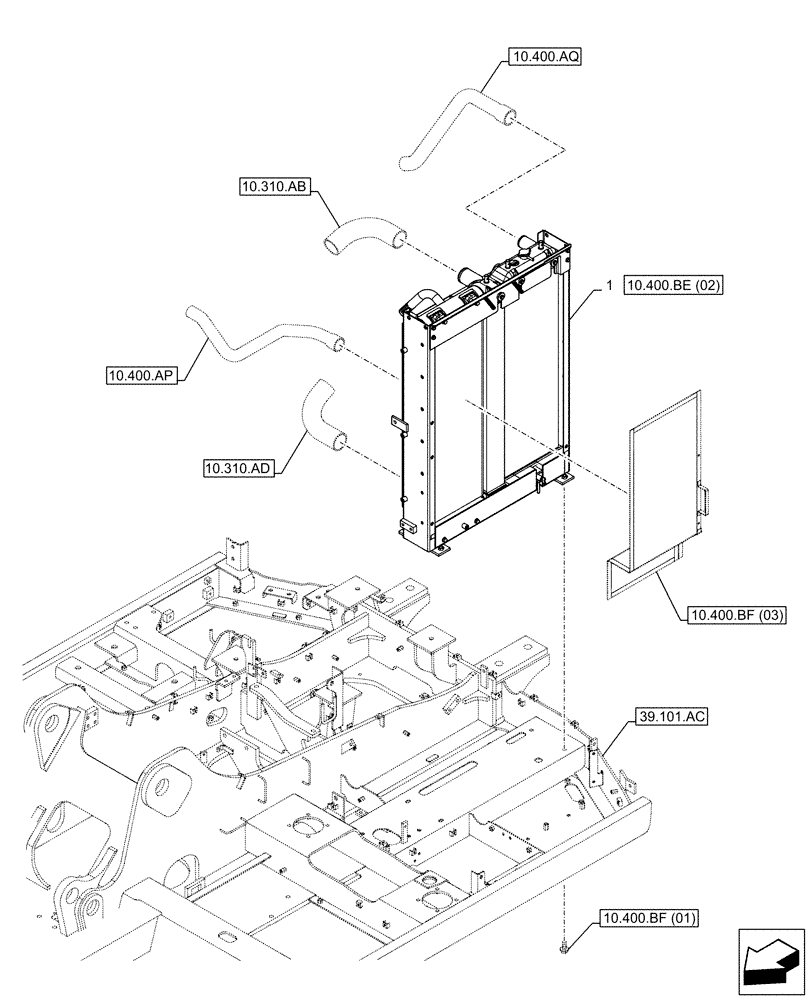 Схема запчастей Case CX130D - (10.400.BE[01]) - RADIATOR (10) - ENGINE