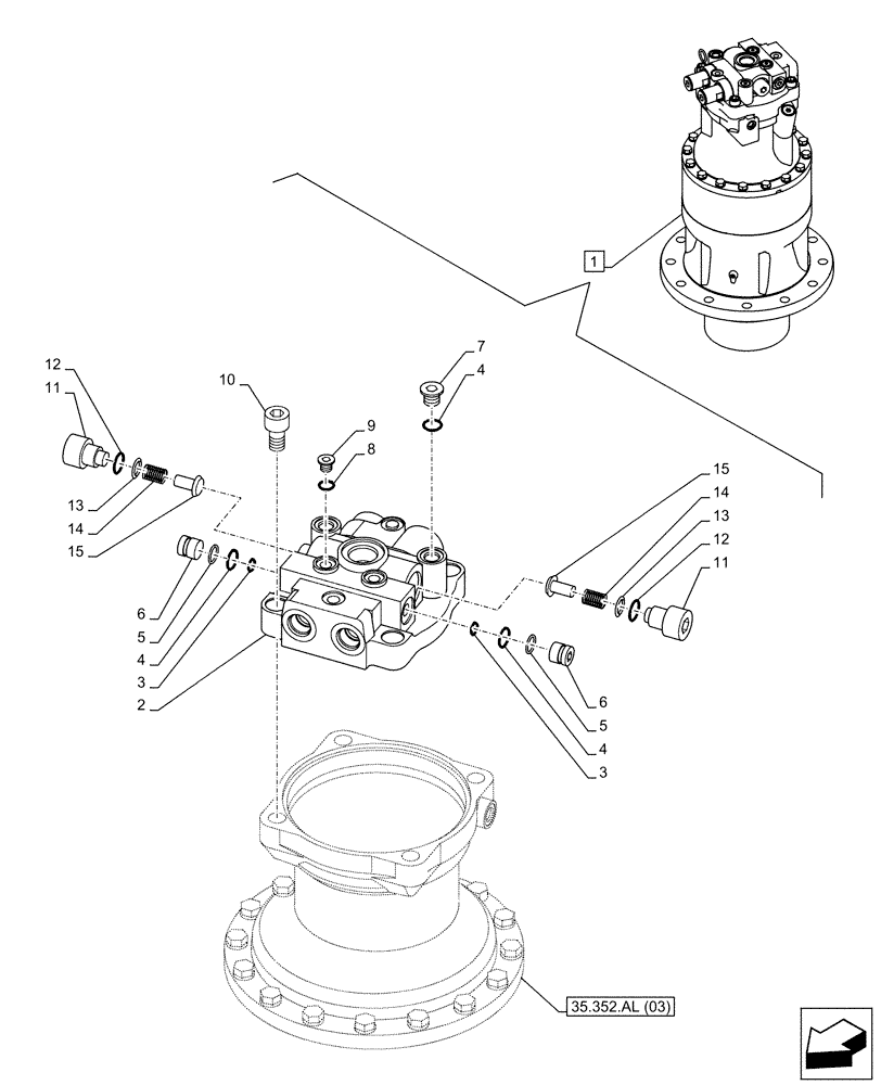 Схема запчастей Case CX160D LC - (35.352.AL[02]) - SWING REDUCTION UNIT, COMPONENTS (35) - HYDRAULIC SYSTEMS