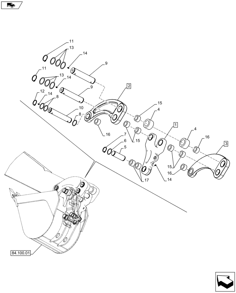 Схема запчастей Case 590SN - (84.100.1904) - VAR - X20039X - BACKHOE BUCKET, COUPLING, MECHANICAL (84) - BOOMS, DIPPERS & BUCKETS