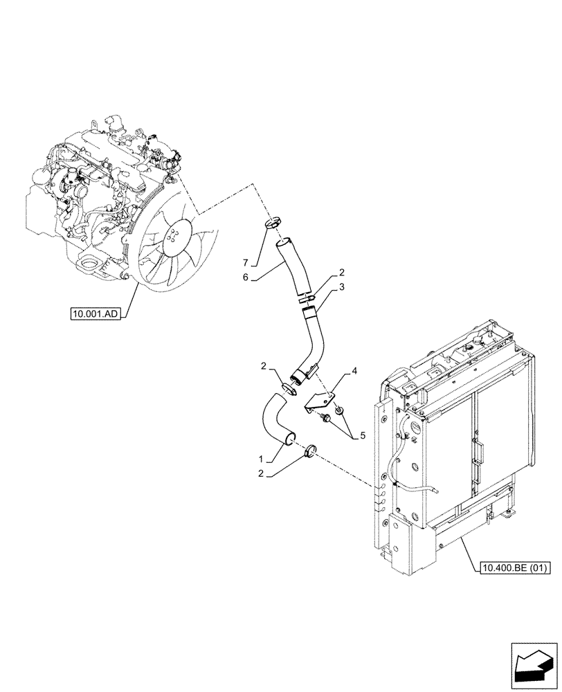 Схема запчастей Case CX130D - (10.310.AD) - AFTERCOOLER LINE, ENGINE (10) - ENGINE