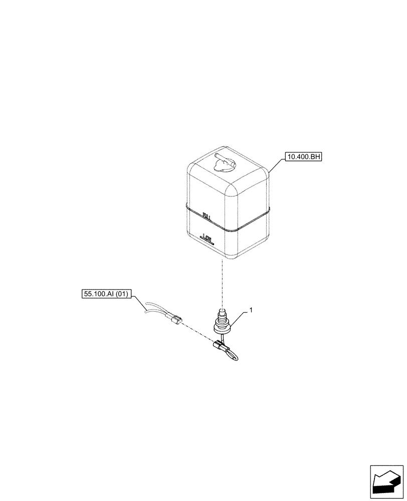 Схема запчастей Case CX130D - (55.012.AB) - EXPANSION TANK, LEVEL, SENSOR (55) - ELECTRICAL SYSTEMS