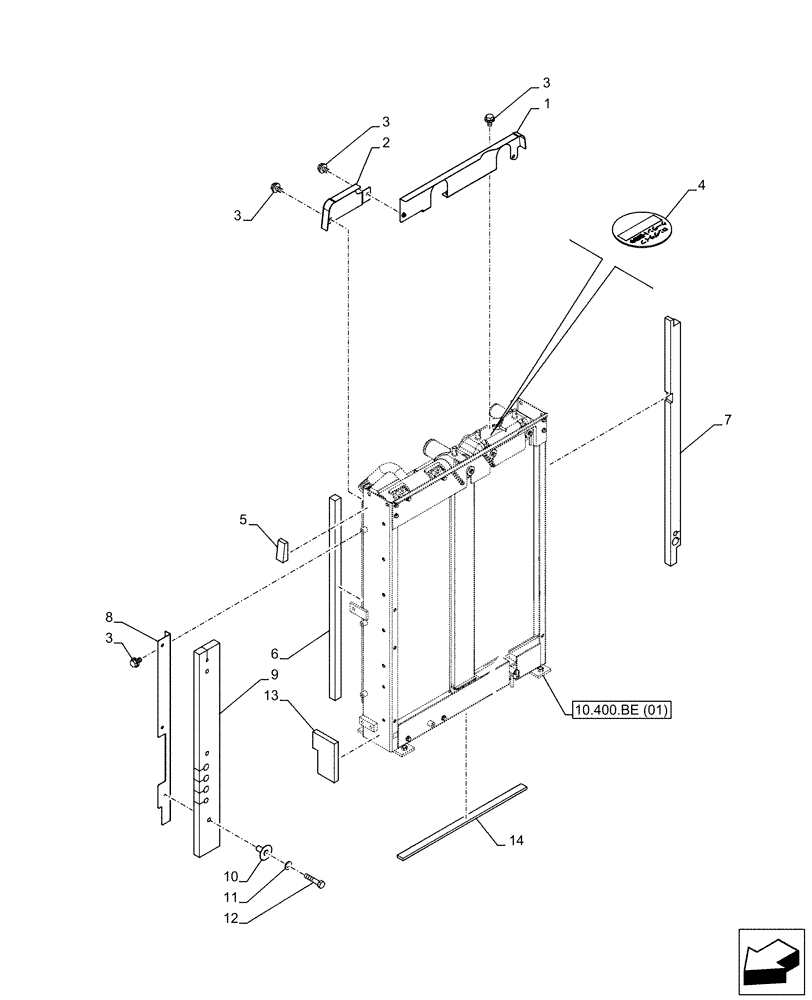 Схема запчастей Case CX160D LC - (10.400.BF[02]) - RADIATOR PANEL (10) - ENGINE