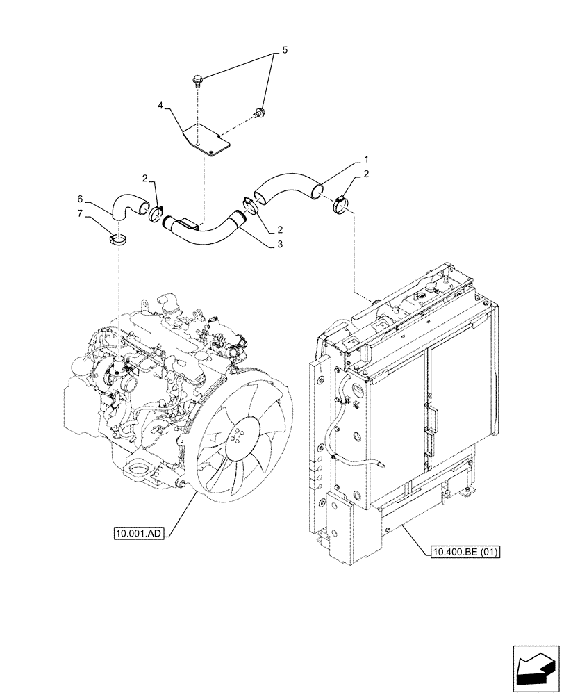 Схема запчастей Case CX130D LC - (10.310.AB) - AFTERCOOLER LINE, ENGINE, OUTLET (10) - ENGINE