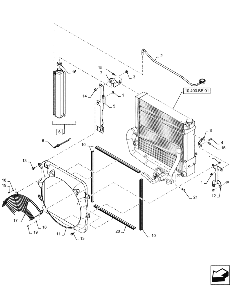 Схема запчастей Case SV280 - (10.414.AC) - FAN SHROUD MOUNTING PARTS (10) - ENGINE