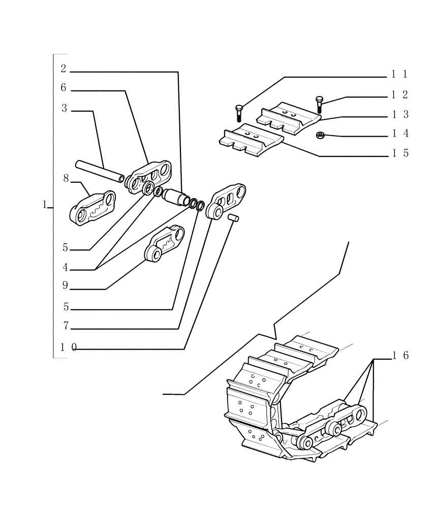 Схема запчастей Case 1850K - (9.349[01A]) - SALT TRACK CHAIN - SHOES SM. (L=610MM) XLT - OPTIONAL CODE 774255021 (19) - OPTIONS