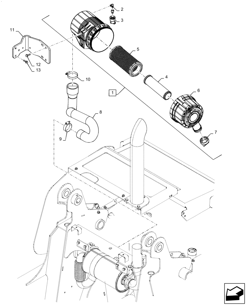 Схема запчастей Case SV185 - (10.202.AB) - AIR CLEANER, ENGINE (10) - ENGINE