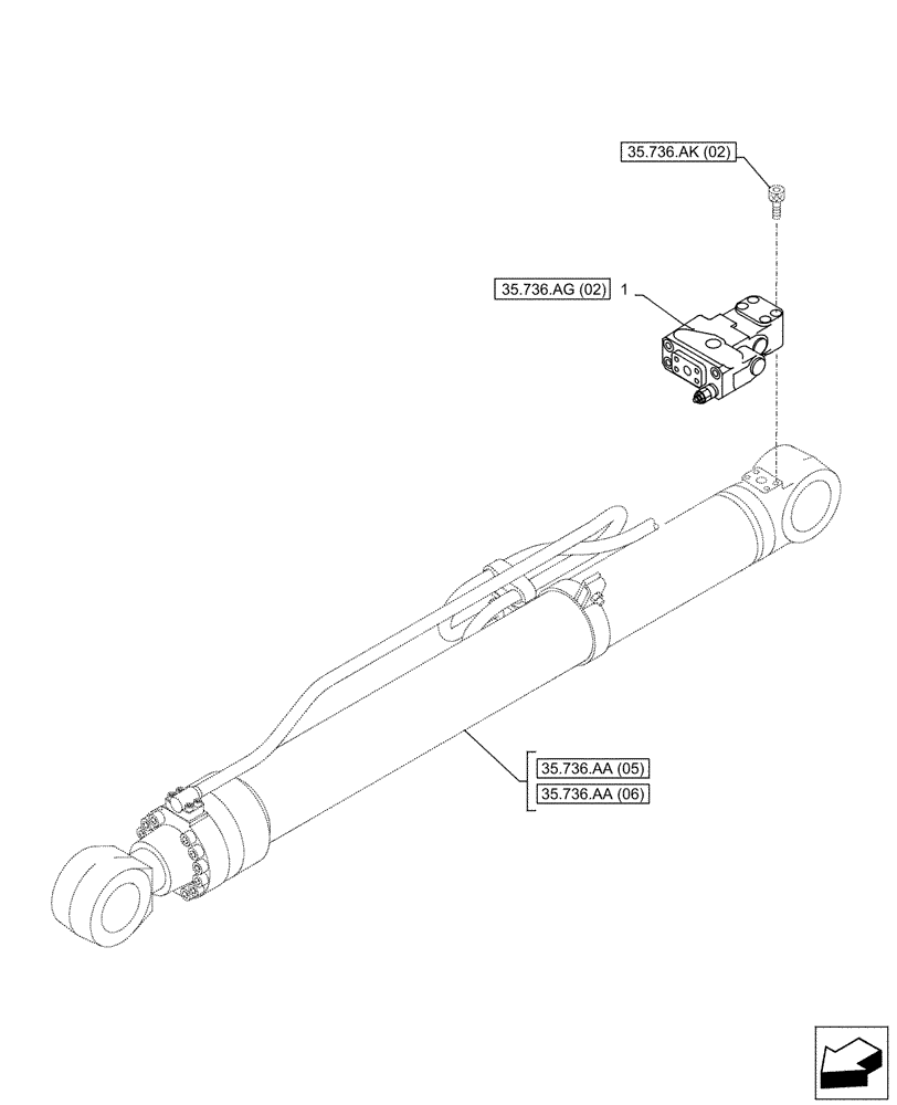 Схема запчастей Case CX130D - (35.736.AG[01]) - VAR - 481064 - BOOM, LIFT CYLINDER, SAFETY VALVE (35) - HYDRAULIC SYSTEMS