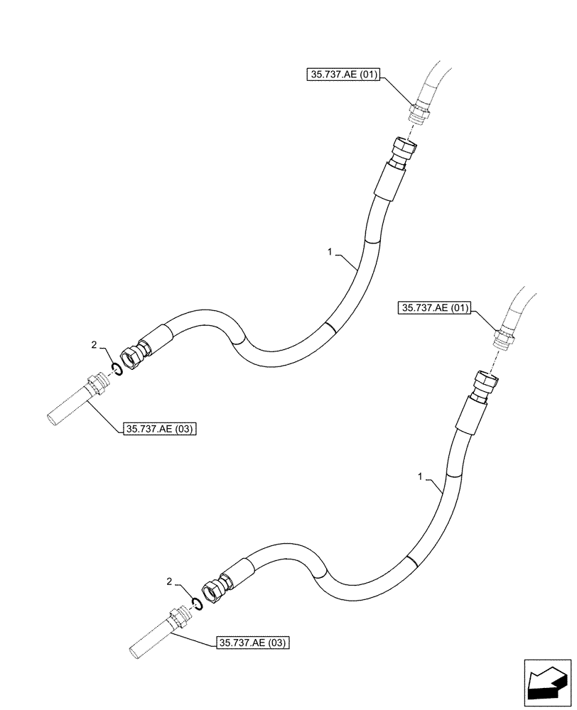 Схема запчастей Case CX160D LC - (35.737.AE[02]) - ARM, CYLINDER, LINE (35) - HYDRAULIC SYSTEMS