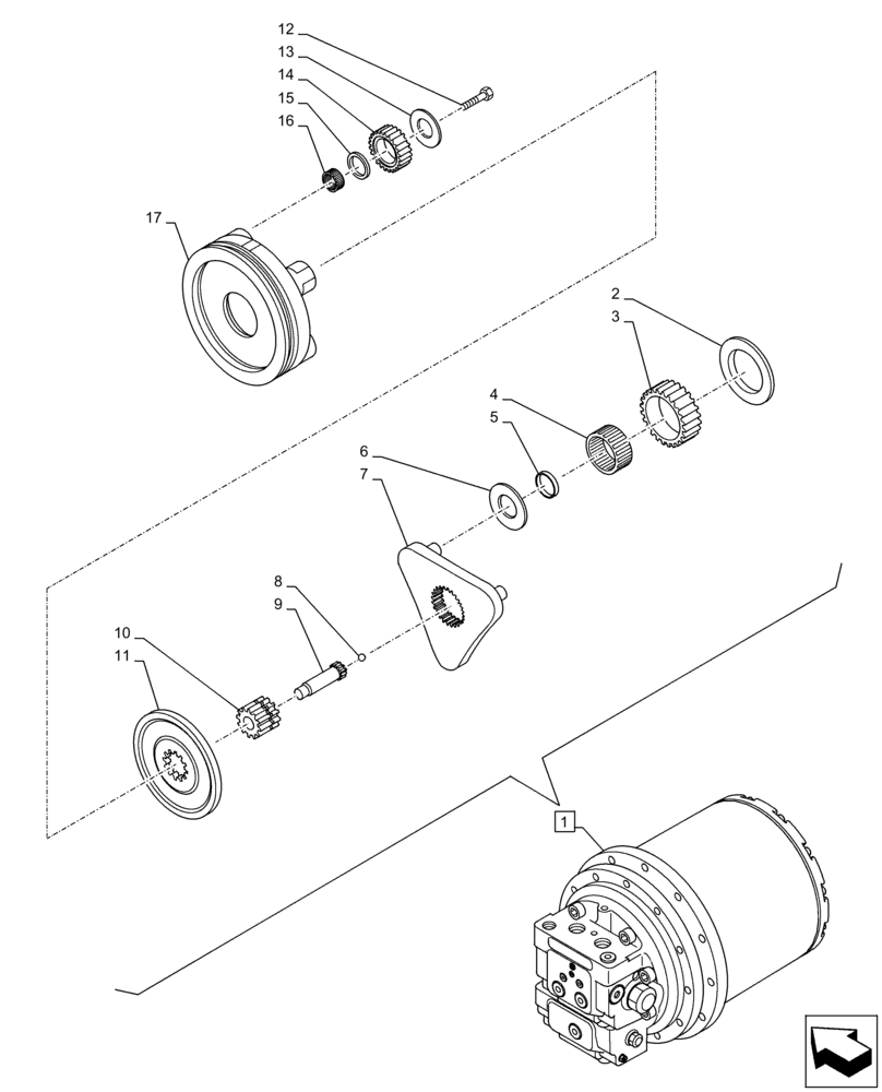 Схема запчастей Case CX130D - (35.353.AG[02]) - MOTO-REDUCTION GEAR, COMPONENTS (35) - HYDRAULIC SYSTEMS