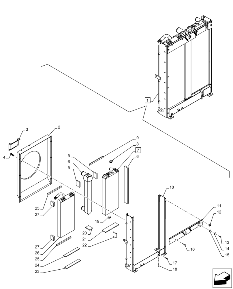 Схема запчастей Case CX160D LC - (10.400.BE[02]) - RADIATOR, COMPONENTS (10) - ENGINE