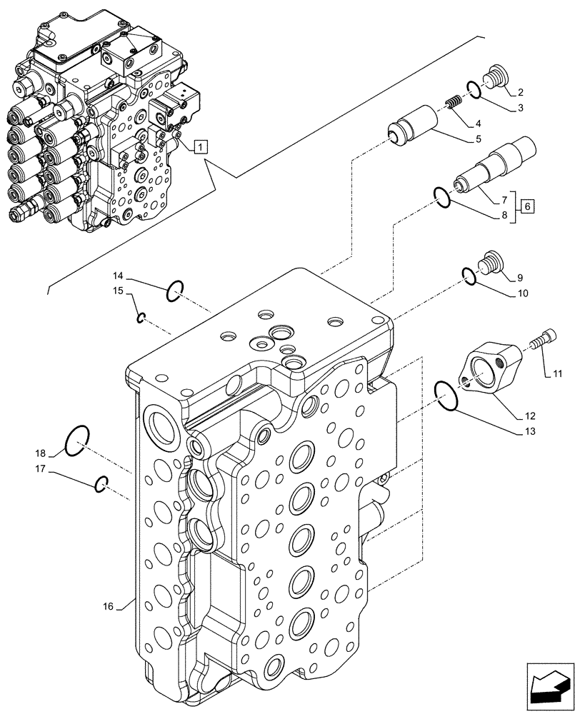 Схема запчастей Case CX130D LC - (35.359.AB[03]) - CONTROL VALVE, COMPONENTS (35) - HYDRAULIC SYSTEMS