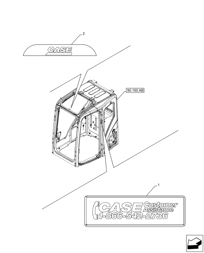 Схема запчастей Case CX130D - (90.108.AB[02]) - MODEL IDENTIFICATION DECAL (90) - PLATFORM, CAB, BODYWORK AND DECALS