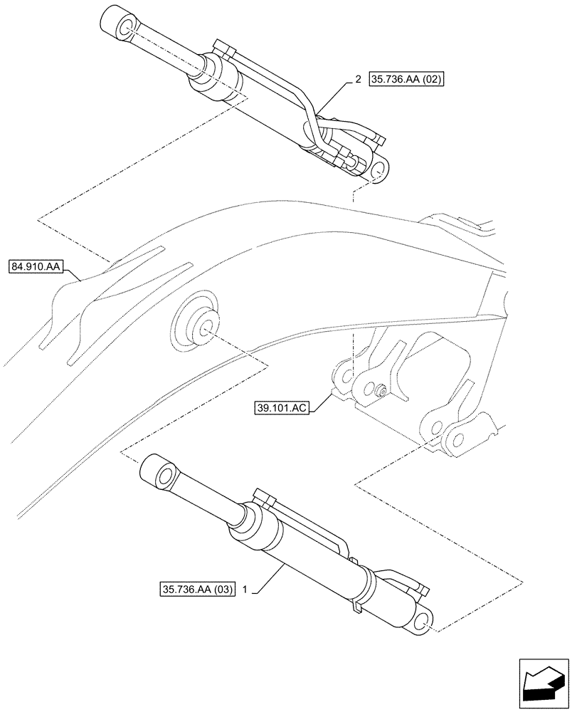 Схема запчастей Case CX160D LC - (35.736.AA[01]) - VAR - 481858 - LIFT CYLINDER, BOOM, MOUNTING (35) - HYDRAULIC SYSTEMS