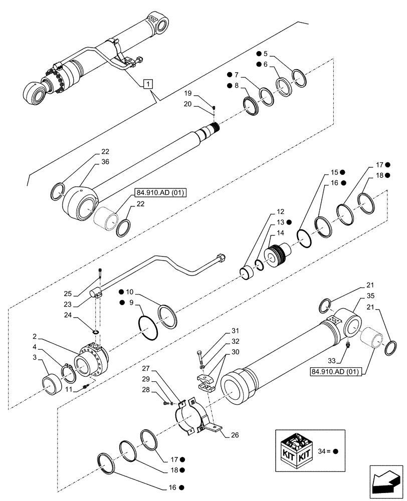 Схема запчастей Case CX160D LC - (35.736.AA[05]) - VAR - 481064 - LIFT CYLINDER, RIGHT, SAFETY VALVE, COMPONENTS (35) - HYDRAULIC SYSTEMS