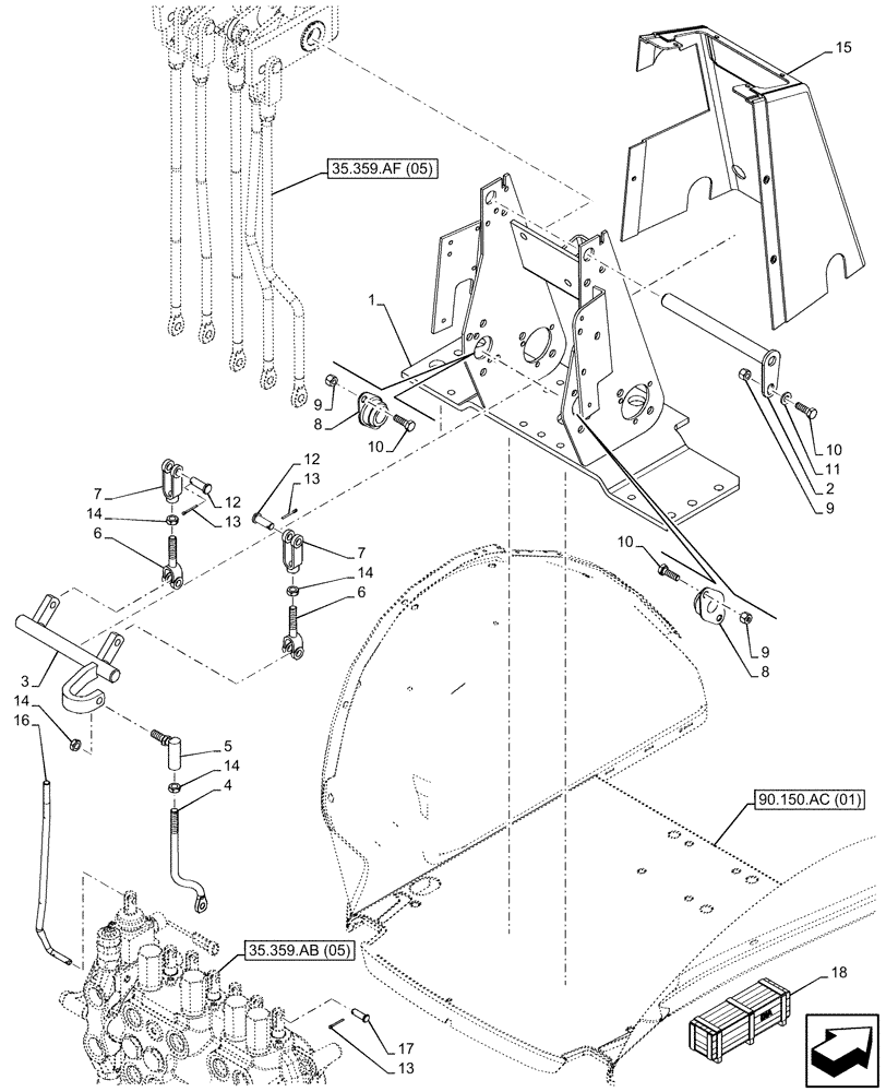 Схема запчастей Case 590SN - (35.359.AF[07]) - BACKHOE CONTROL VALVE, 7-SPOOL, STANDARD DIPPER, MECHANICAL CONTROLS, MOUNTING PARTS (35) - HYDRAULIC SYSTEMS