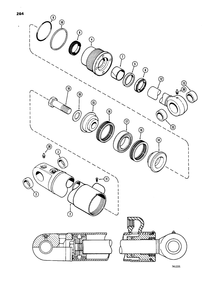 Схема запчастей Case 1450 - (264) - G34530 AND G34531 RIPPER CYLINDERS, GLAND IS STAMPED WITH CYLINDER PN, 3-1/2" (89MM) ID CYLINDER (08) - HYDRAULICS