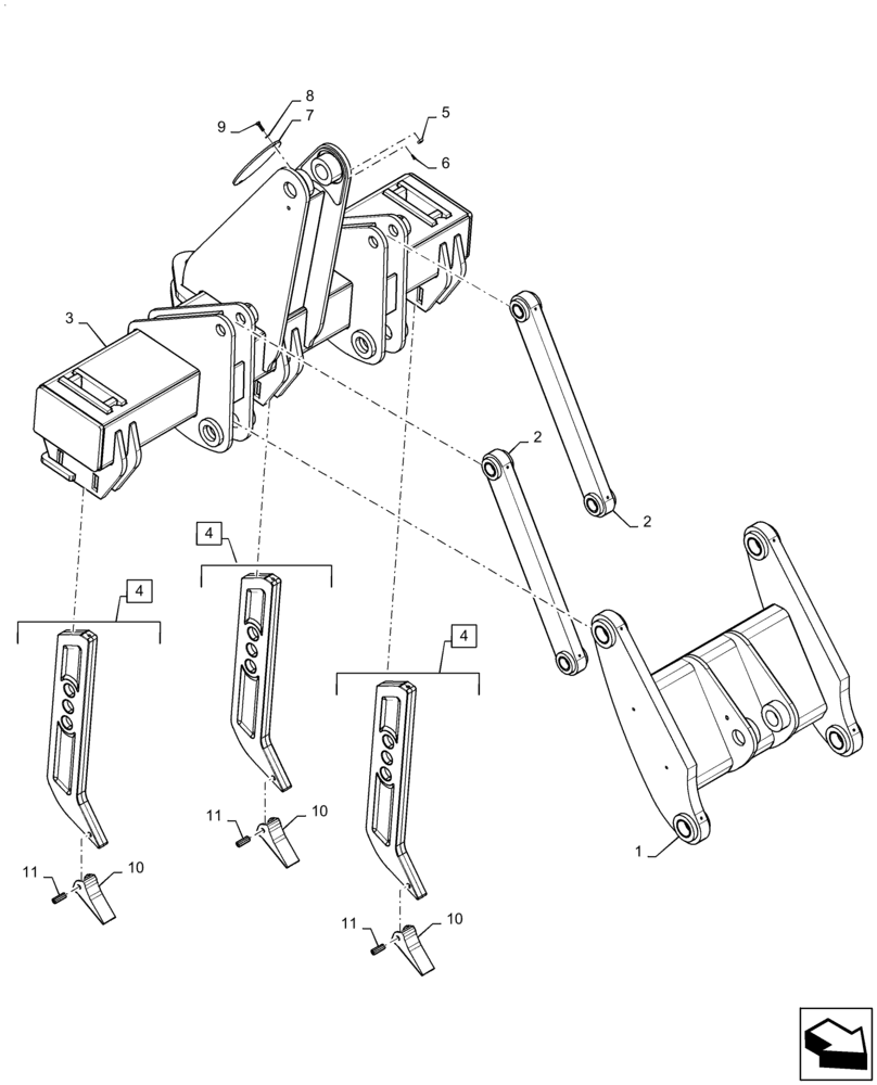 Схема запчастей Case 1650M WT/LGP - (89.128.AC[03]) - RIPPER, MECHANICAL, STANDARD (89) - TOOLS